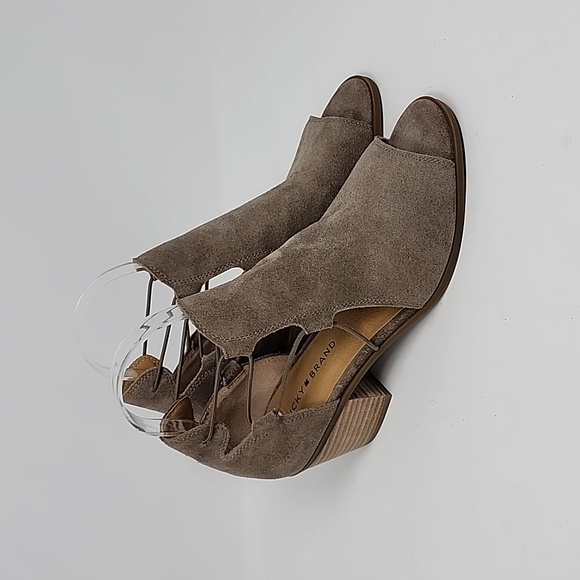 Lucky Brand Berrete Open Toe Booties Taupe Size 8 - Picture 3 of 6